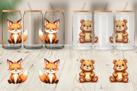 Glass Can Derpy Gingerbread Woodland Creatures Sublimation artnoy 