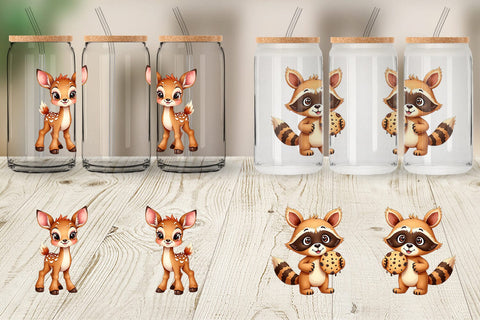 Glass Can Derpy Gingerbread Woodland Creatures Sublimation artnoy 