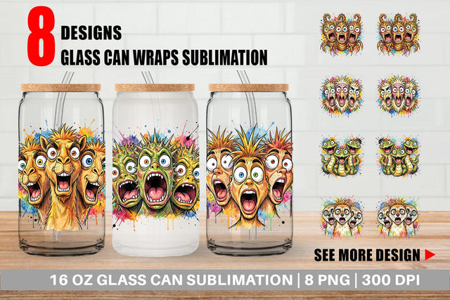 Glass Can Desert Animal Heat Hysteria Ink Sketch Sublimation artnoy 
