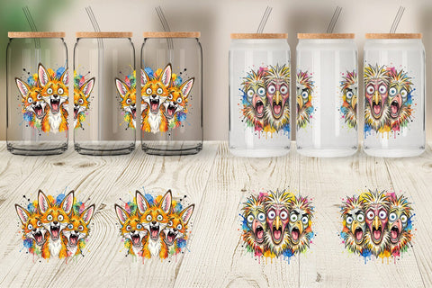 Glass Can Desert Animal Heat Hysteria Ink Sketch Sublimation artnoy 