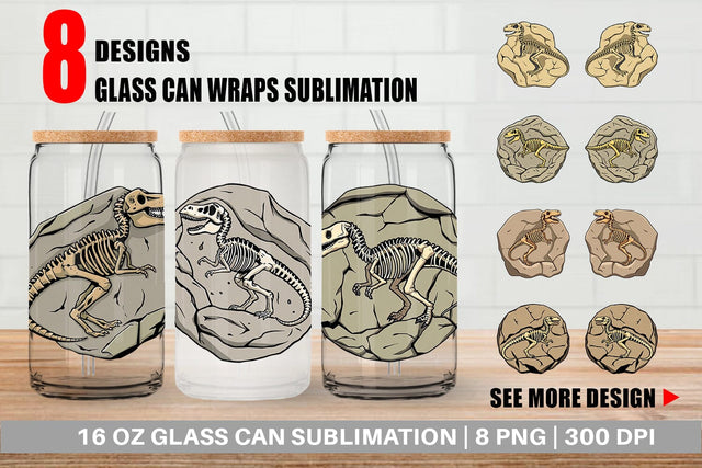 Glass Can Dino Fossil Sublimation artnoy 
