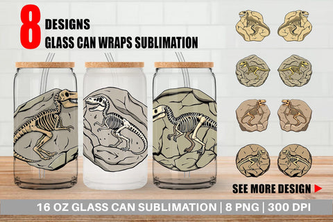 Glass Can Dino Fossil Sublimation artnoy 