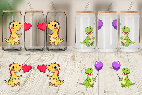 Glass Can Dino with Balloon Sublimation artnoy 