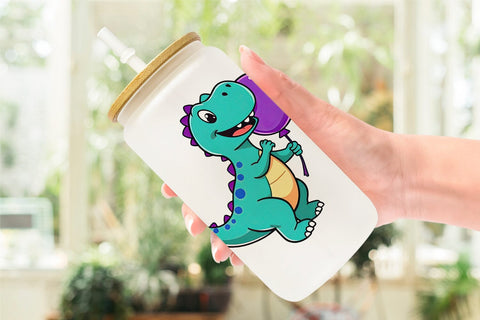 Glass Can Dino with Balloon Sublimation artnoy 