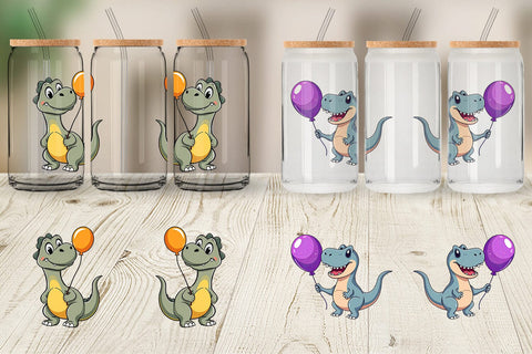 Glass Can Dino with Balloon Sublimation artnoy 