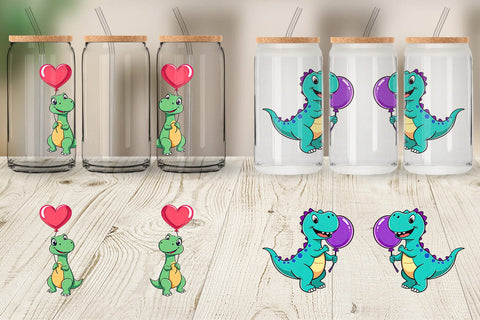 Glass Can Dino with Balloon Sublimation artnoy 