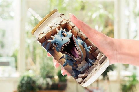 Glass Can Dinosaurs in Wall Sublimation artnoy 