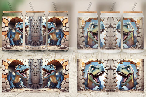 Glass Can Dinosaurs in Wall Sublimation artnoy 