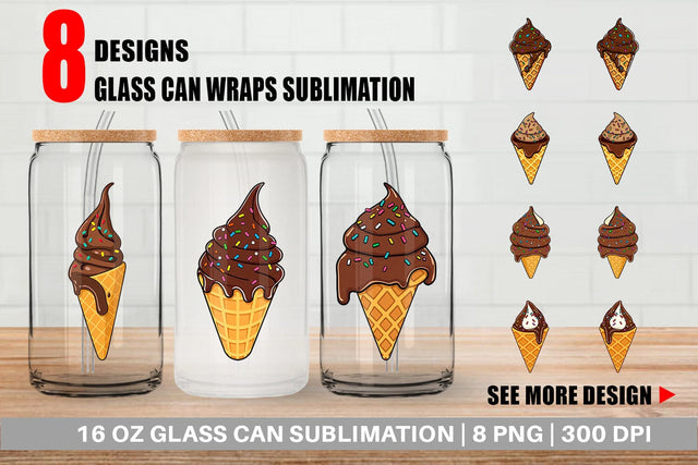 Glass Can Dipped Ice Cream Sublimation artnoy 