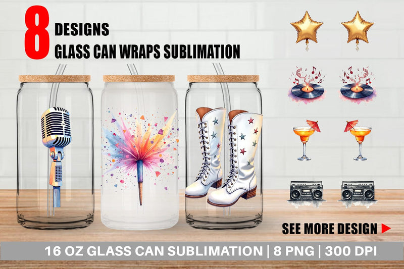 Glass Can Disco Diva Mom Sublimation artnoy 