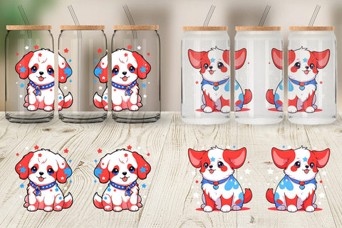 Glass Can Dog 4th July Sublimation artnoy 