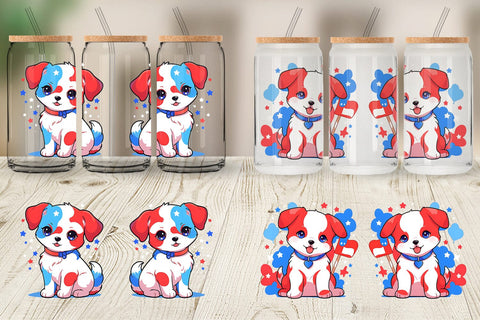 Glass Can Dog 4th July Sublimation artnoy 