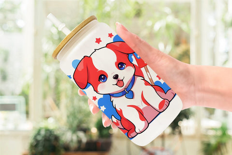 Glass Can Dog 4th July Sublimation artnoy 