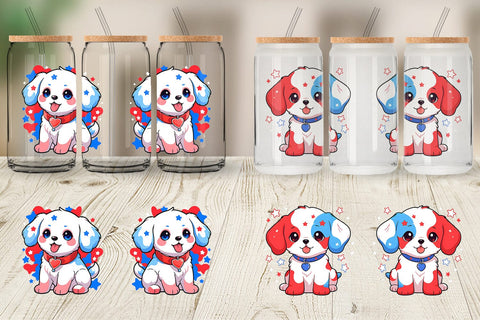 Glass Can Dog 4th July Sublimation artnoy 