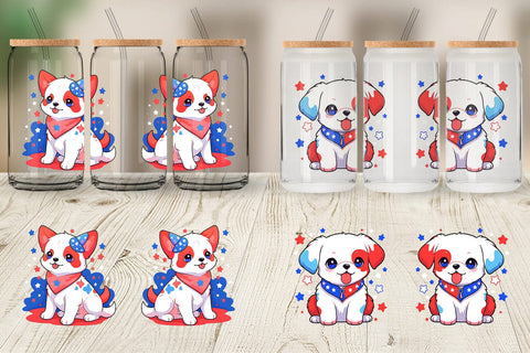 Glass Can Dog 4th July Sublimation artnoy 