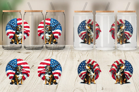 Glass Can Dog 4th of July Sublimation artnoy 