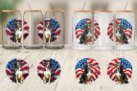 Glass Can Dog 4th of July Sublimation artnoy 