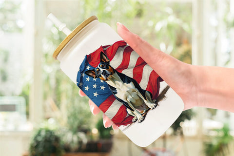 Glass Can Dog 4th of July Sublimation artnoy 