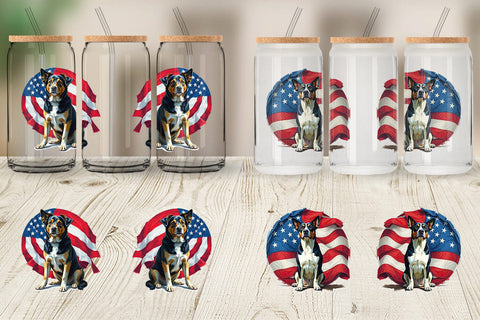 Glass Can Dog 4th of July Sublimation artnoy 