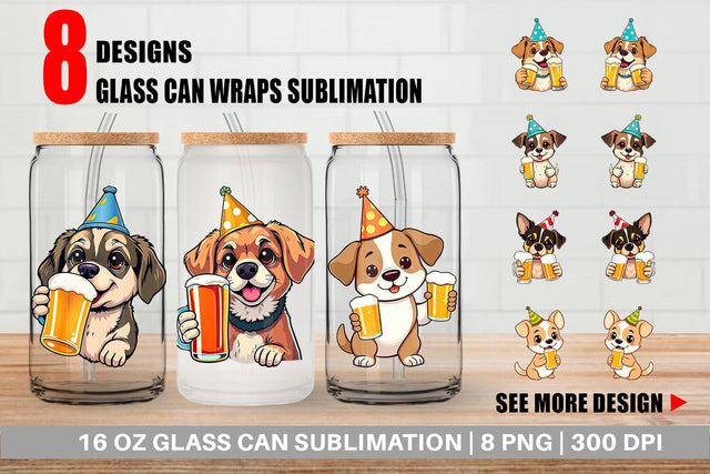 Glass Can Dog Beer Day Sublimation artnoy 