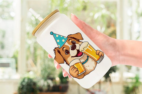 Glass Can Dog Beer Day Sublimation artnoy 