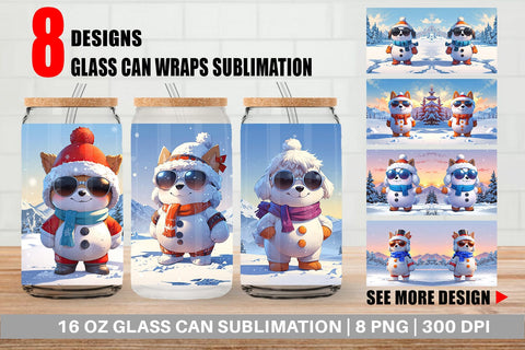 Glass Can Dog Christmas Sublimation artnoy 