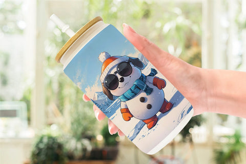 Glass Can Dog Christmas Sublimation artnoy 