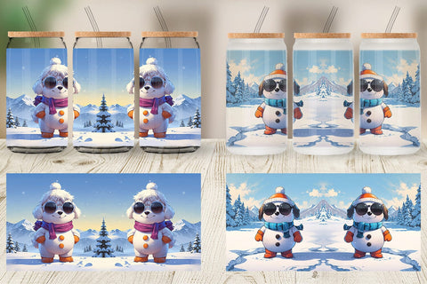 Glass Can Dog Christmas Sublimation artnoy 