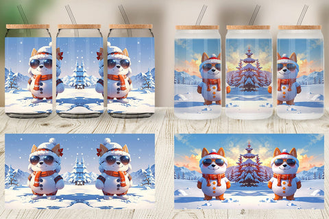 Glass Can Dog Christmas Sublimation artnoy 