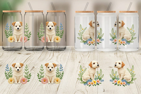 Glass Can Dog Embroidery Sublimation artnoy 