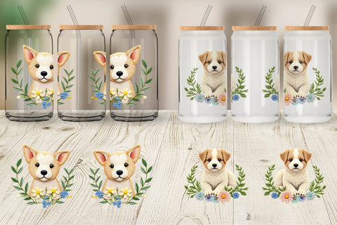 Glass Can Dog Embroidery Sublimation artnoy 
