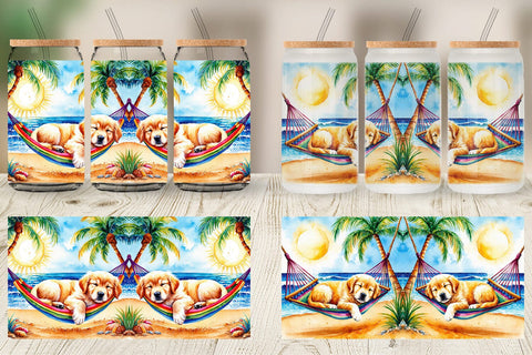 Glass Can Dog in Summer Hammock Sublimation artnoy 