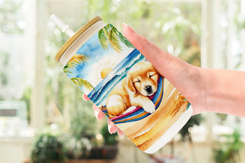 Glass Can Dog in Summer Hammock Sublimation artnoy 