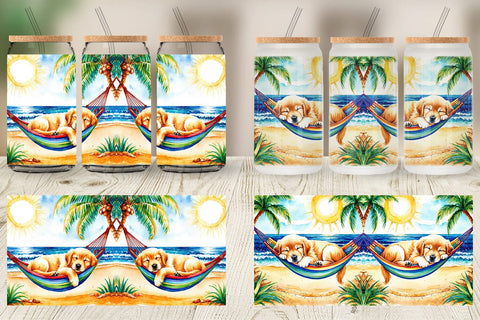 Glass Can Dog in Summer Hammock Sublimation artnoy 