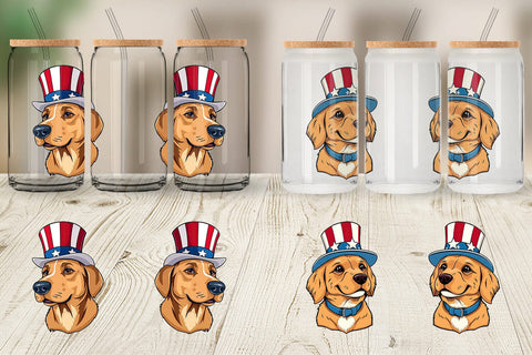 Glass Can Dog Patriotic Sublimation artnoy 