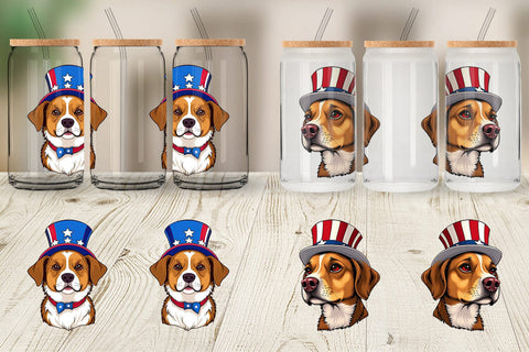 Glass Can Dog Patriotic Sublimation artnoy 
