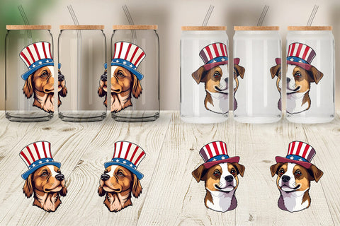 Glass Can Dog Patriotic Sublimation artnoy 