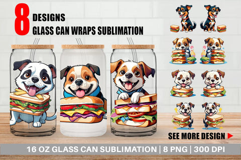Glass Can Dog with Sandwich Sublimation artnoy 