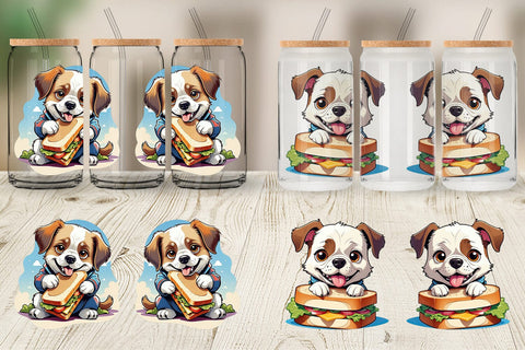 Glass Can Dog with Sandwich Sublimation artnoy 