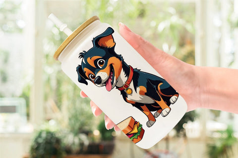 Glass Can Dog with Sandwich Sublimation artnoy 