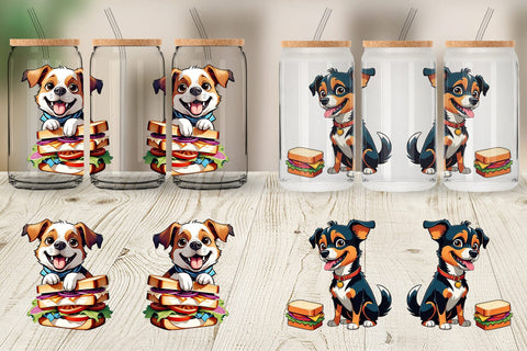 Glass Can Dog with Sandwich Sublimation artnoy 