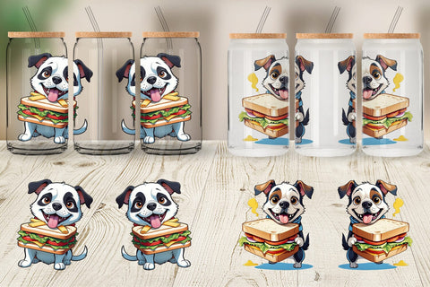 Glass Can Dog with Sandwich Sublimation artnoy 