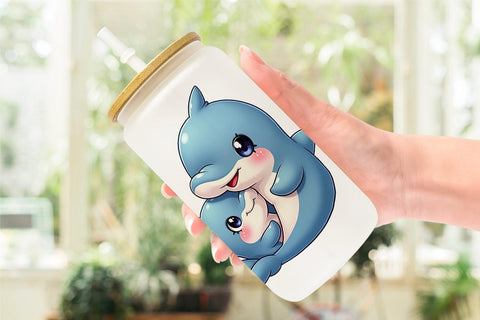 Glass Can Dolphin Mother's Day Sublimation artnoy 