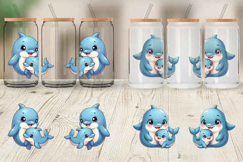 Glass Can Dolphin Mother's Day Sublimation artnoy 