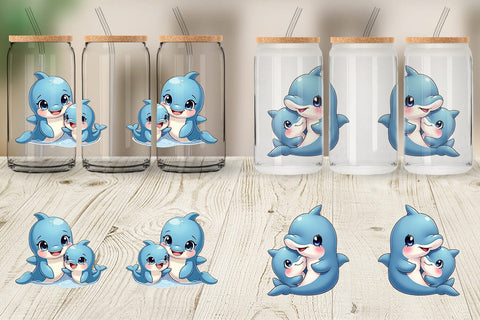 Glass Can Dolphin Mother's Day Sublimation artnoy 