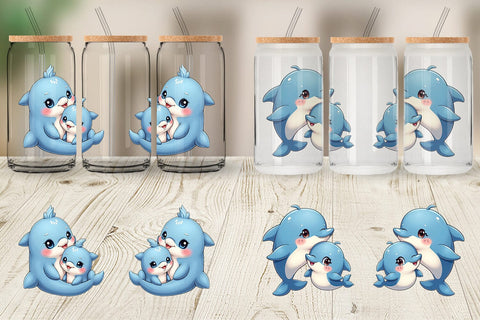 Glass Can Dolphin Mother's Day Sublimation artnoy 