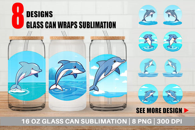 Glass Can Dolphin Sublimation artnoy 