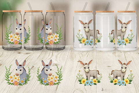 Glass Can Donkey Embroidery Sublimation artnoy 