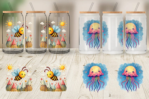 Glass Can Doodle Dream Animals Sublimation artnoy 