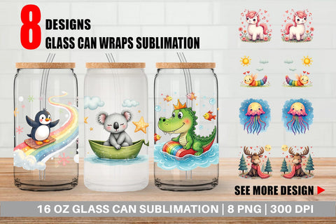 Glass Can Doodle Dream Animals Sublimation artnoy 